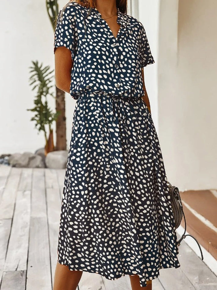 Maya - Women's Vintage Midi Dress with Mid Sleeves - photo 11