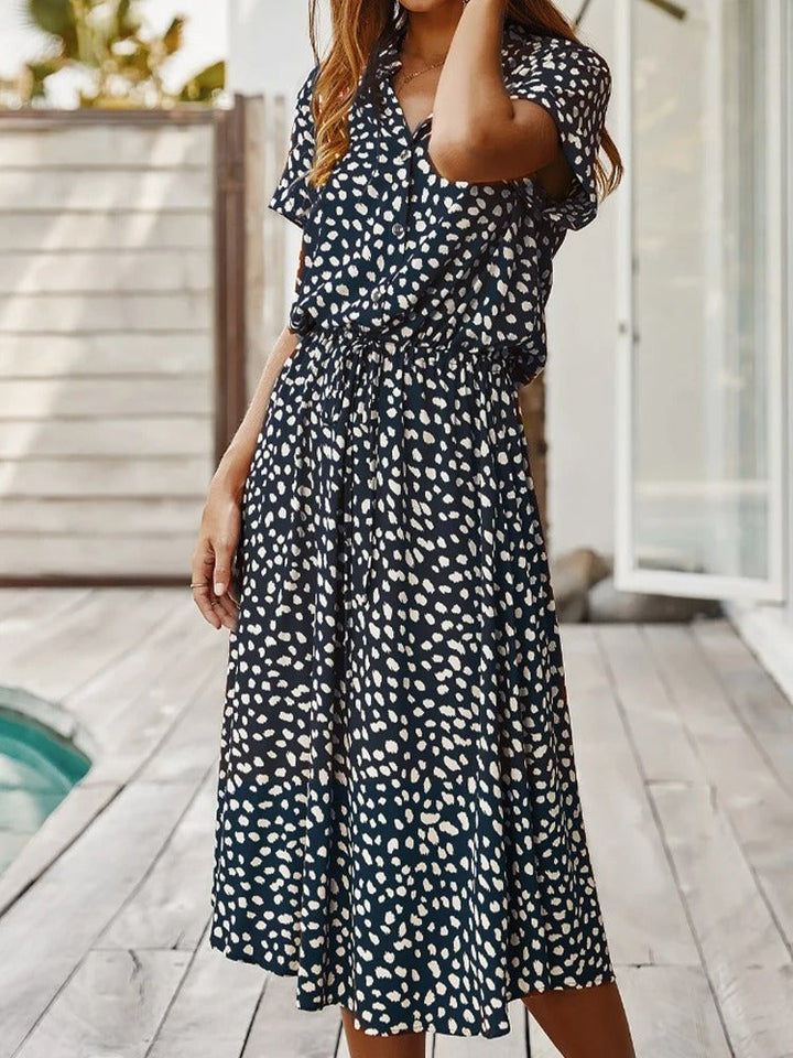 Maya - Women's Vintage Midi Dress with Mid Sleeves - photo 12