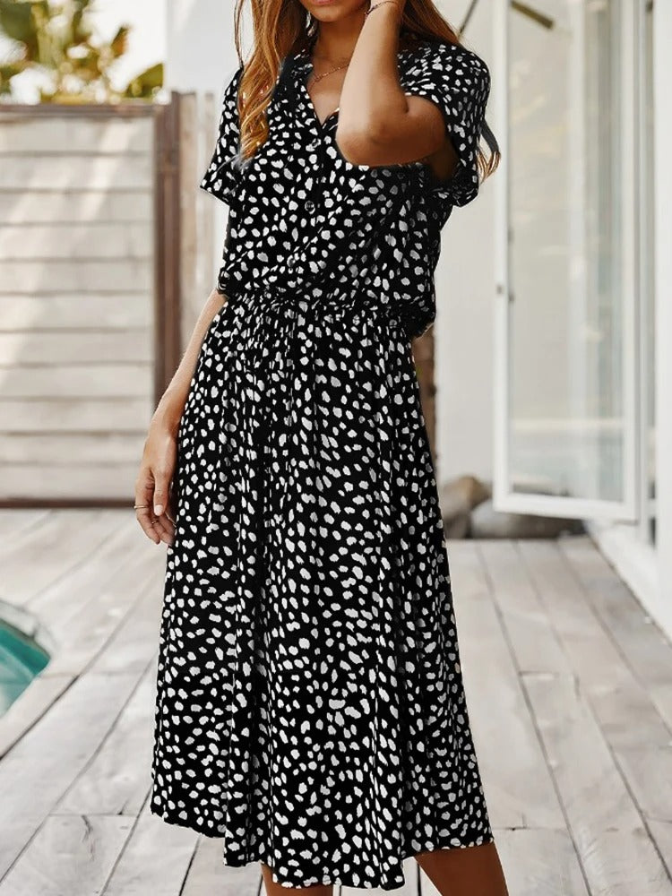 Maya - Women's Vintage Midi Dress with Mid Sleeves - photo 15