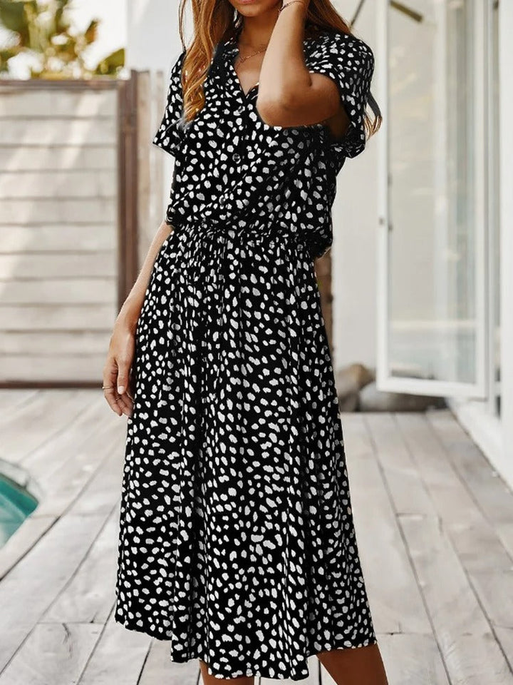 Maya - Women's Vintage Midi Dress with Mid Sleeves - photo 15