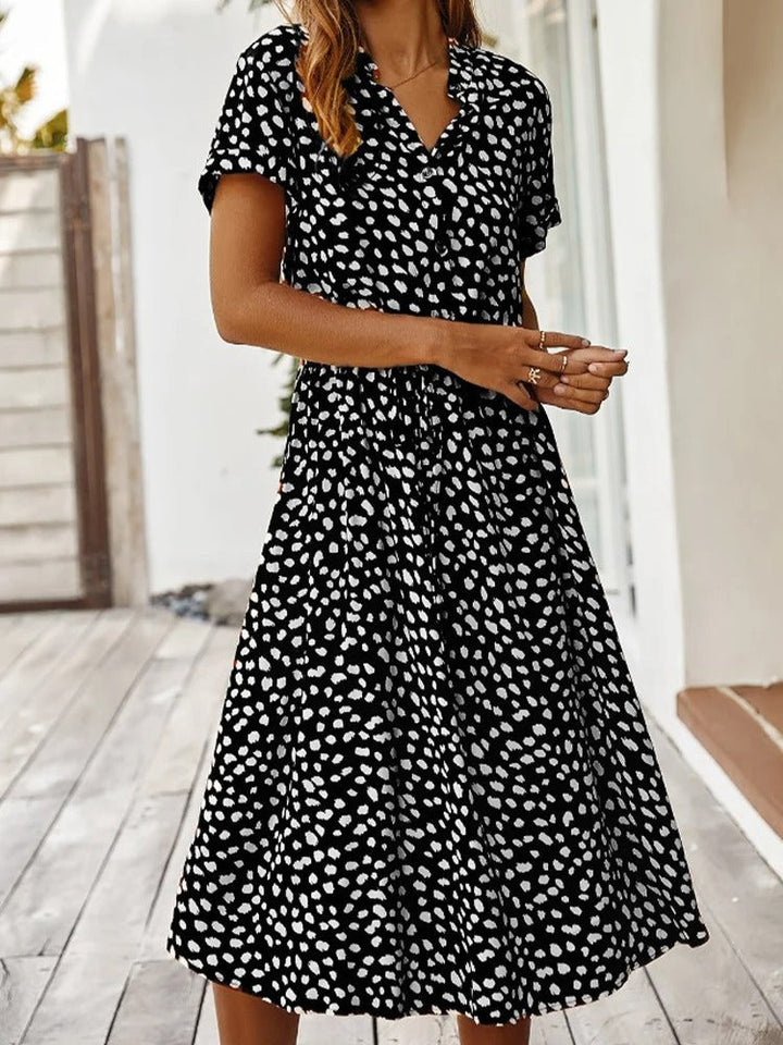 Maya - Women's Vintage Midi Dress with Mid Sleeves - photo 16