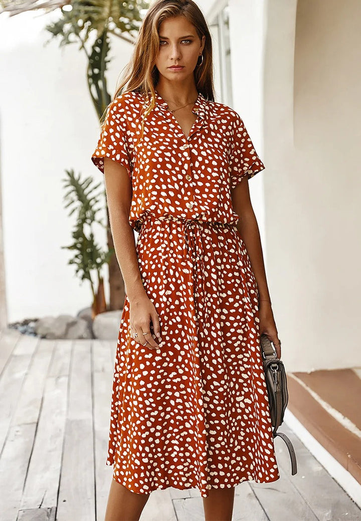 Maya - Women's Vintage Midi Dress with Mid Sleeves - photo 3