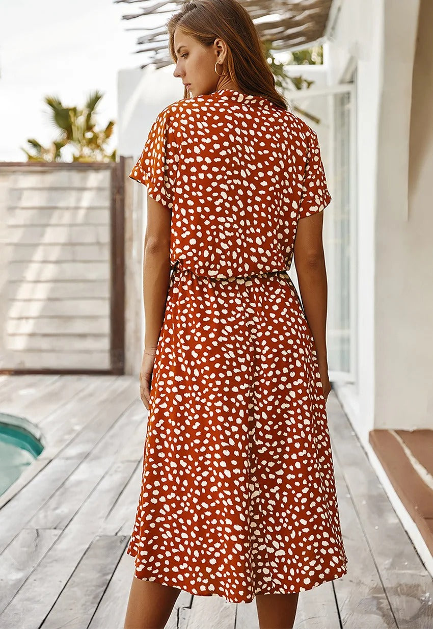 Maya - Women's Vintage Midi Dress with Mid Sleeves - photo 4