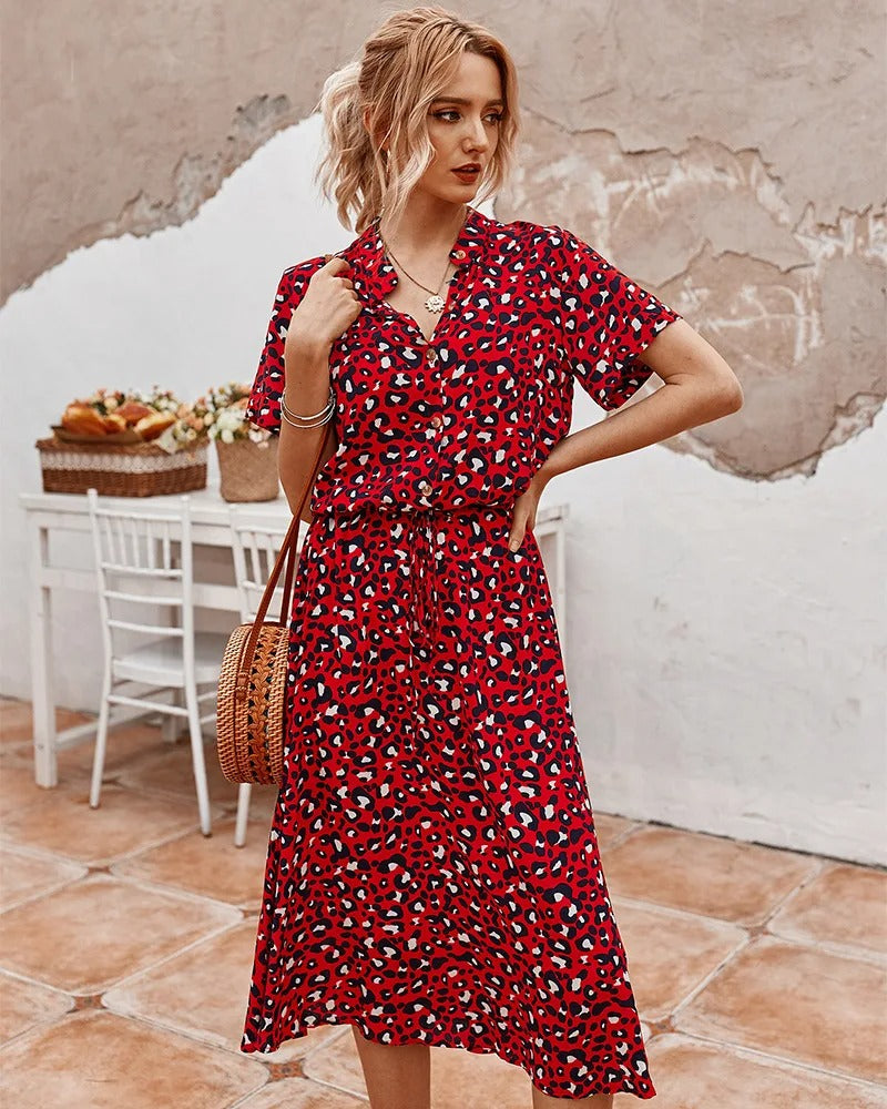 Maya - Women's Vintage Midi Dress with Mid Sleeves - photo 5