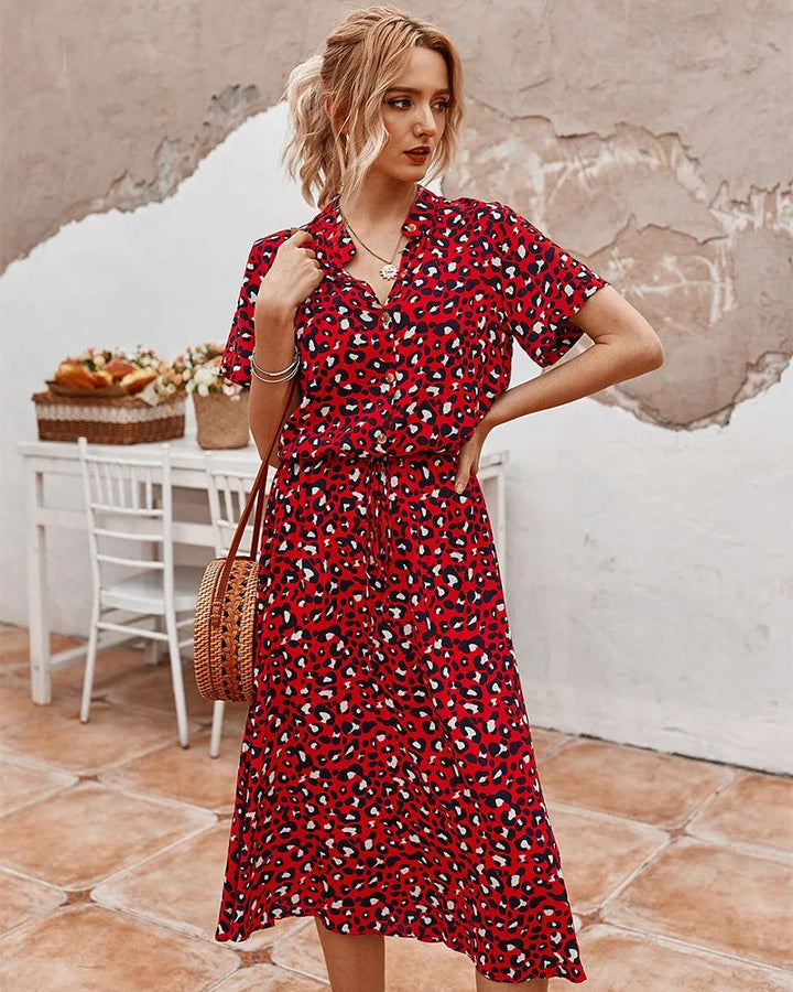 Maya - Women's Vintage Midi Dress with Mid Sleeves - photo 5