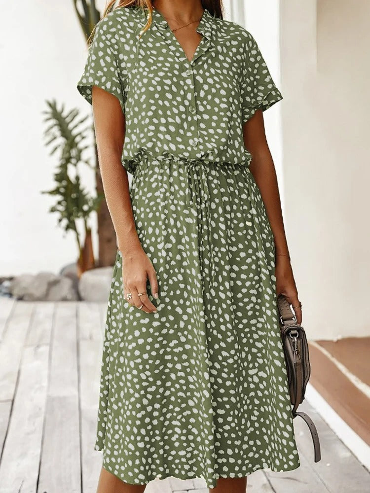 Maya - Women's Vintage Midi Dress with Mid Sleeves - photo 7