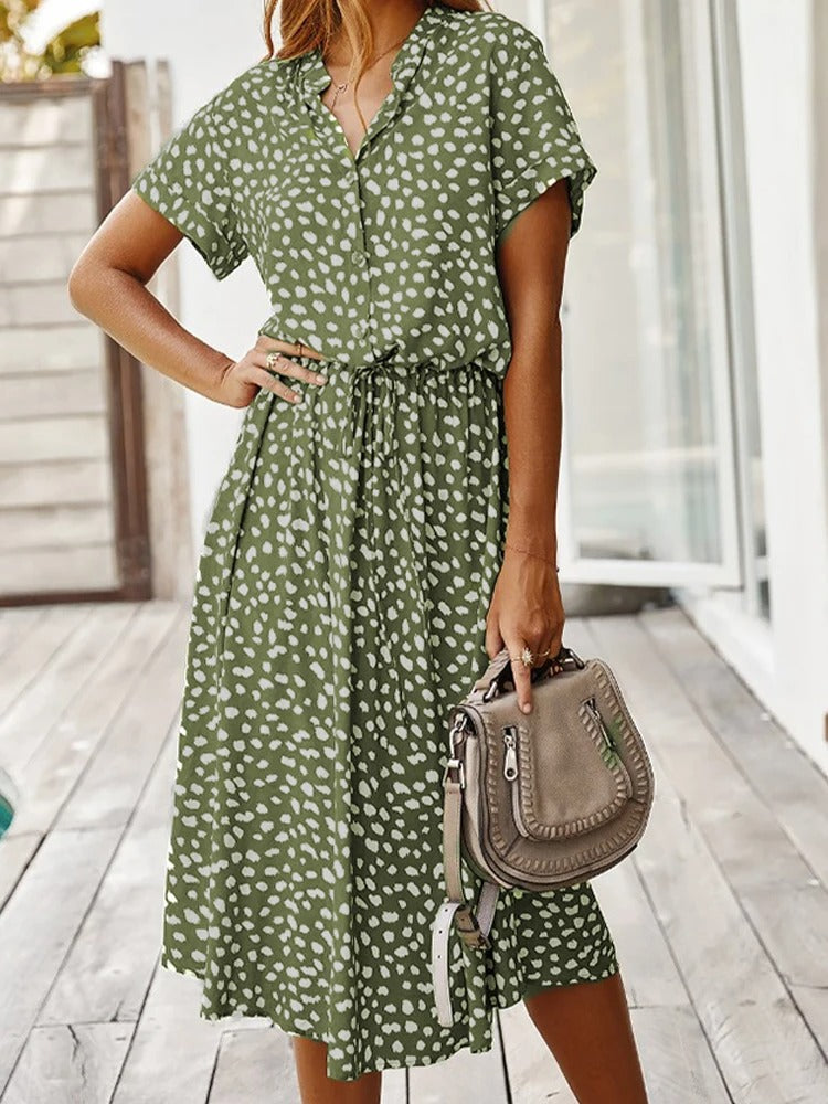 Maya - Women's Vintage Midi Dress with Mid Sleeves - photo 8