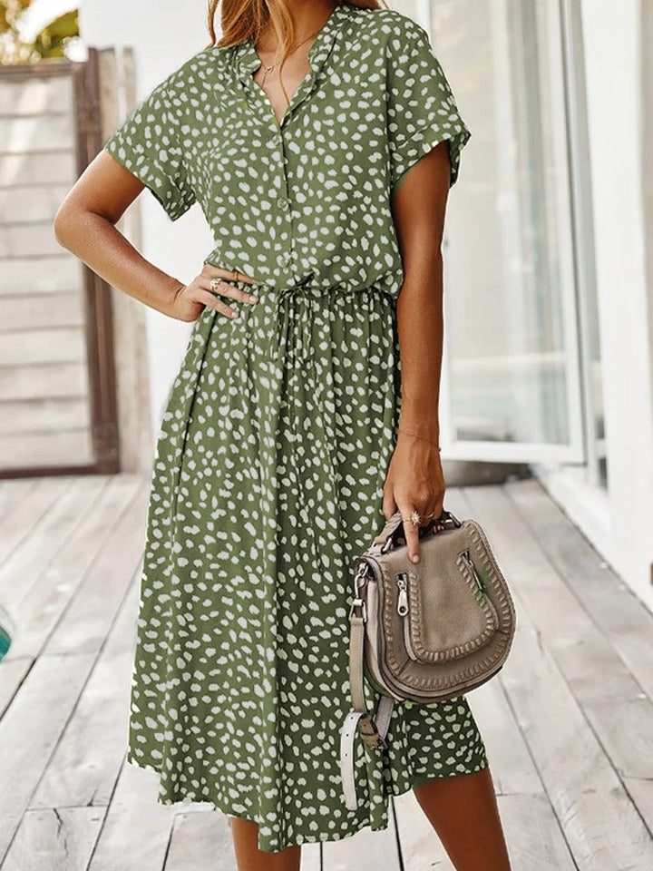 Maya - Women's Vintage Midi Dress with Mid Sleeves - photo 8