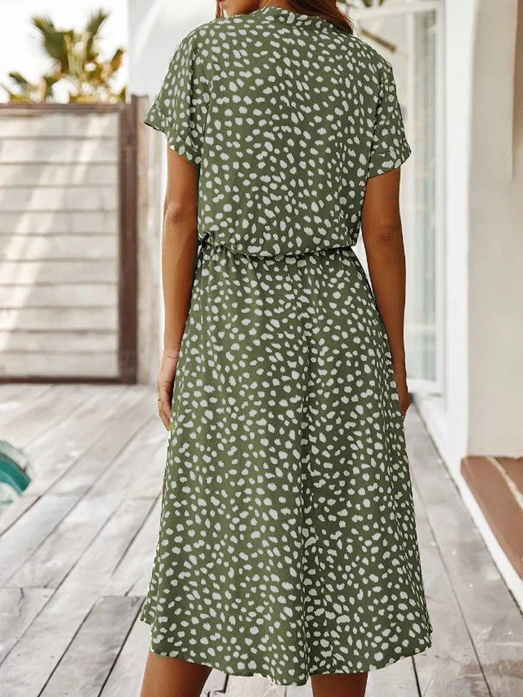 Maya - Women's Vintage Midi Dress with Mid Sleeves - photo 9