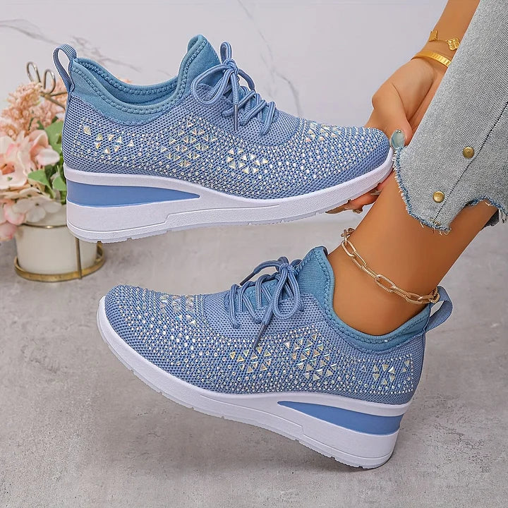 Mayrie - Women's Orthopedic Wedge Trainers with Sparkle Finish