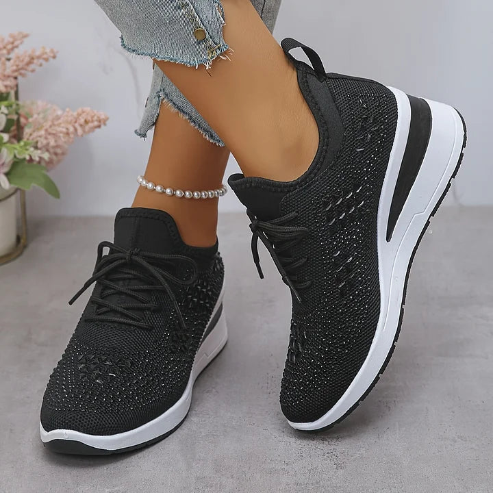Mayrie - Women's Orthopedic Wedge Trainers with Sparkle Finish