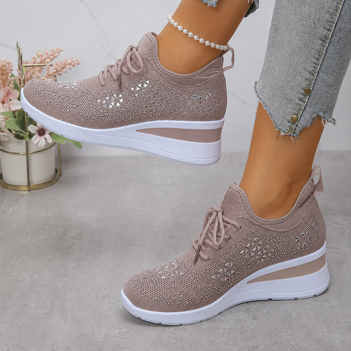 Mayrie - Women's Orthopedic Wedge Trainers with Sparkle Finish