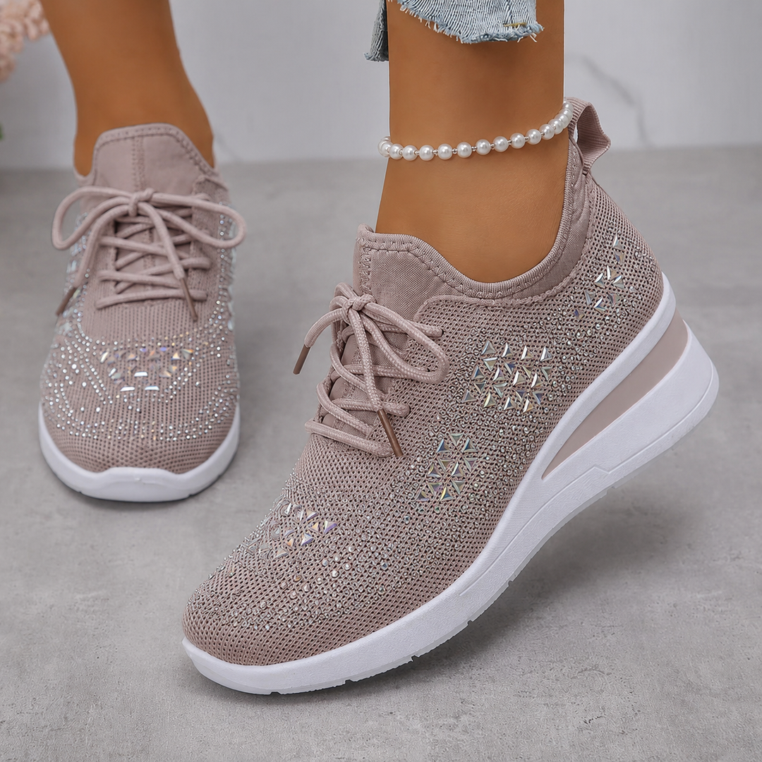 Mayrie - Women's Orthopedic Wedge Trainers with Sparkle Finish
