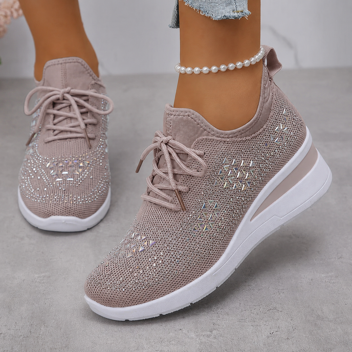 Mayrie - Women's Orthopedic Wedge Trainers with Sparkle Finish