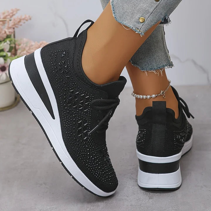 Mayrie - Women's Orthopedic Wedge Trainers with Sparkle Finish