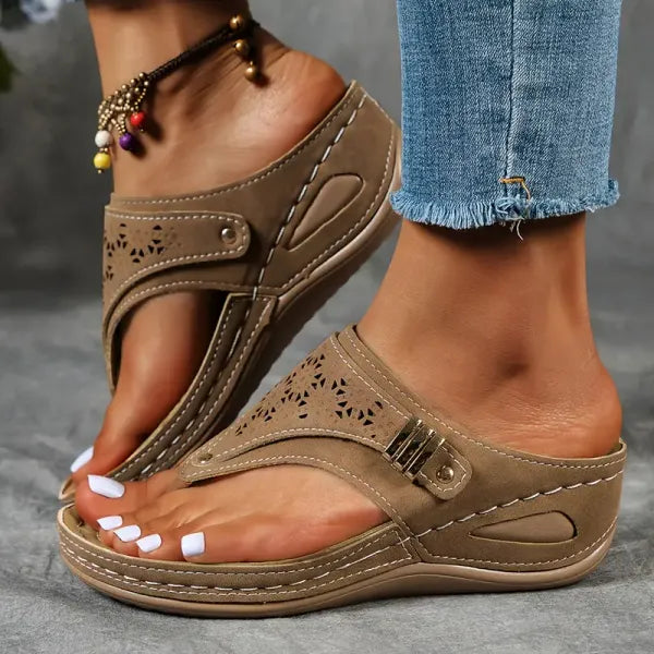 Melanie - Women's Laser Cut Comfort Wedge Sandals - photo 1