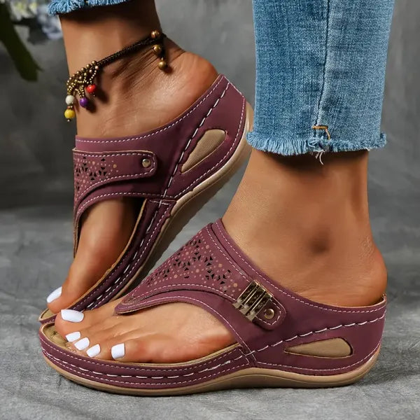 Melanie - Women's Laser Cut Comfort Wedge Sandals - photo 2