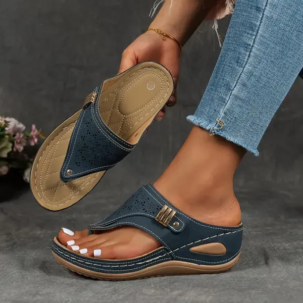 Melanie - Women's Laser Cut Comfort Wedge Sandals - photo 3
