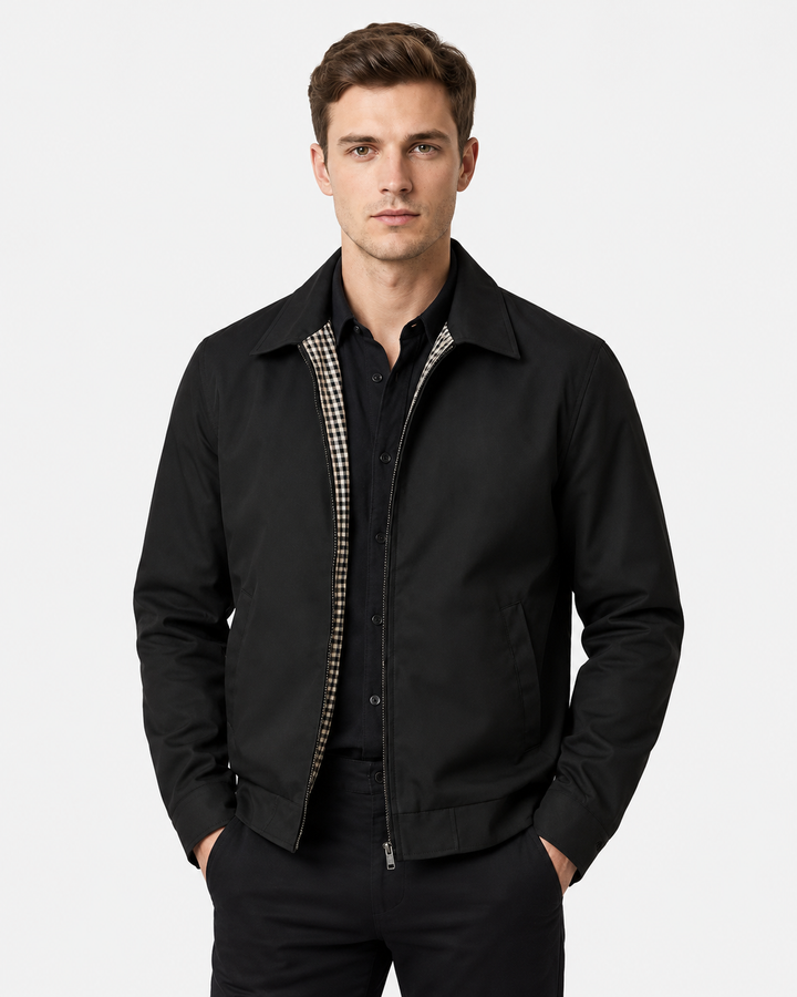 Men's Check-Lined Harrington Jacket with Zip - photo 1