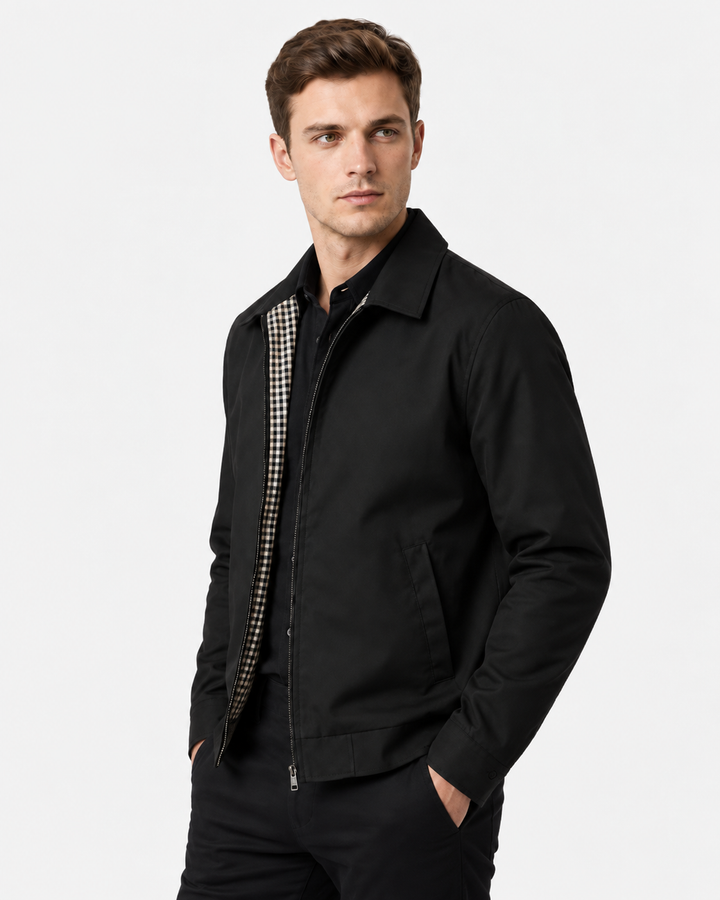 Men's Check-Lined Harrington Jacket with Zip - photo 2