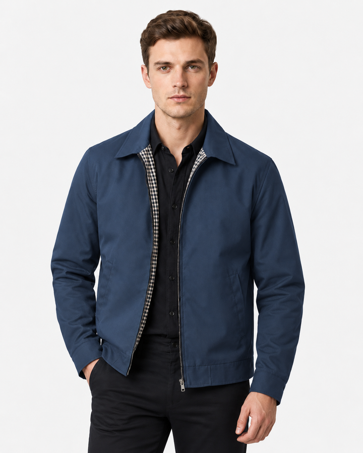 Men's Check-Lined Harrington Jacket with Zip - photo 4