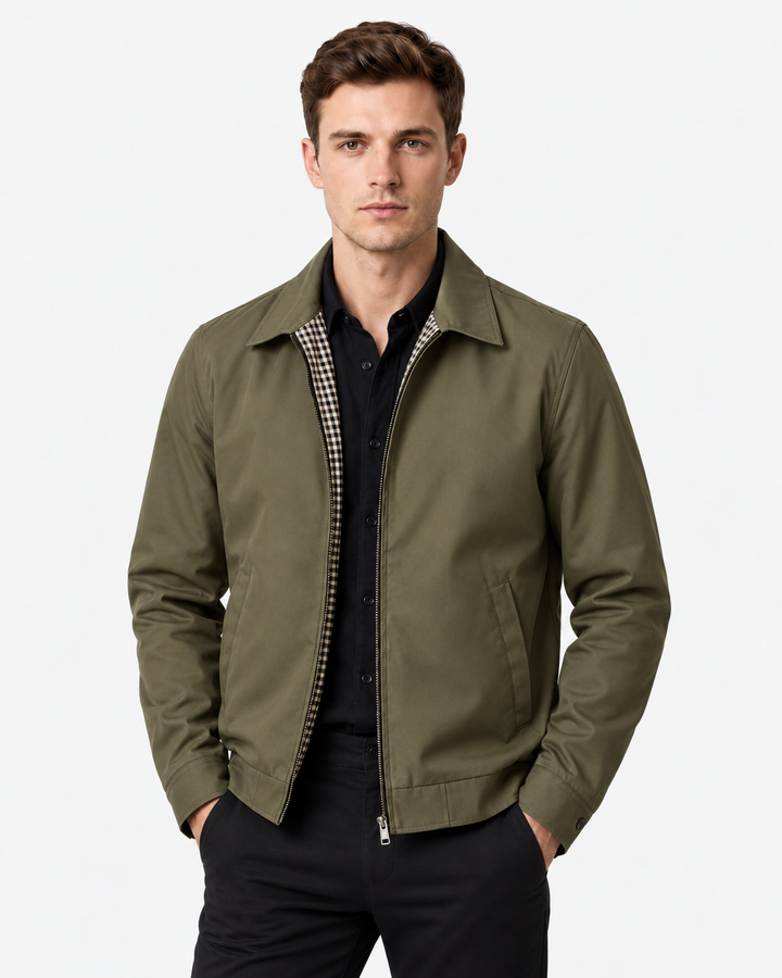 Men's Check-Lined Harrington Jacket with Zip - photo 6