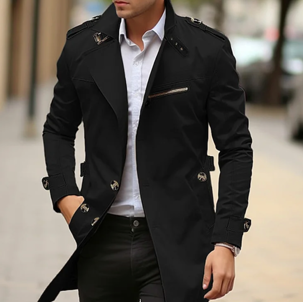Men's Button-Front Belted Trench Coat - photo 2