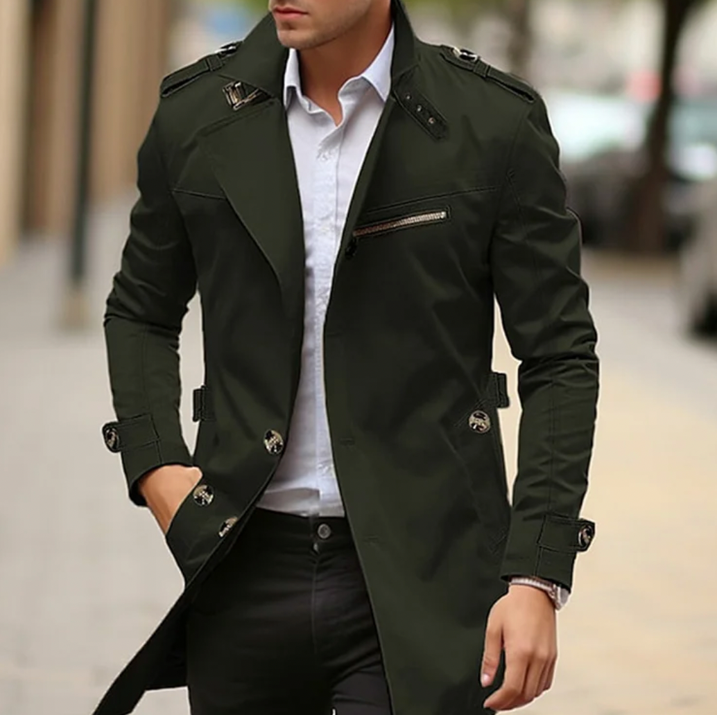 Men's Button-Front Belted Trench Coat - photo 3