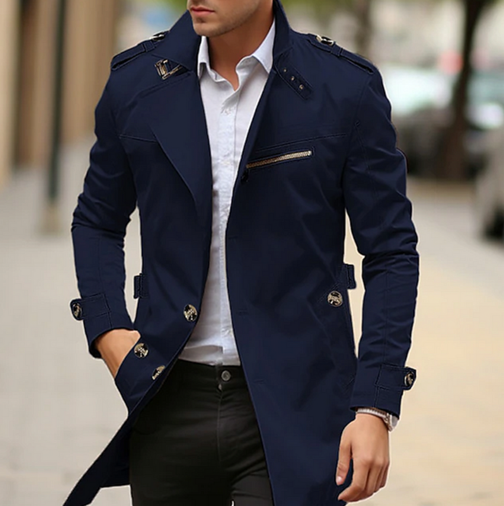 Men's Button-Front Belted Trench Coat - photo 4