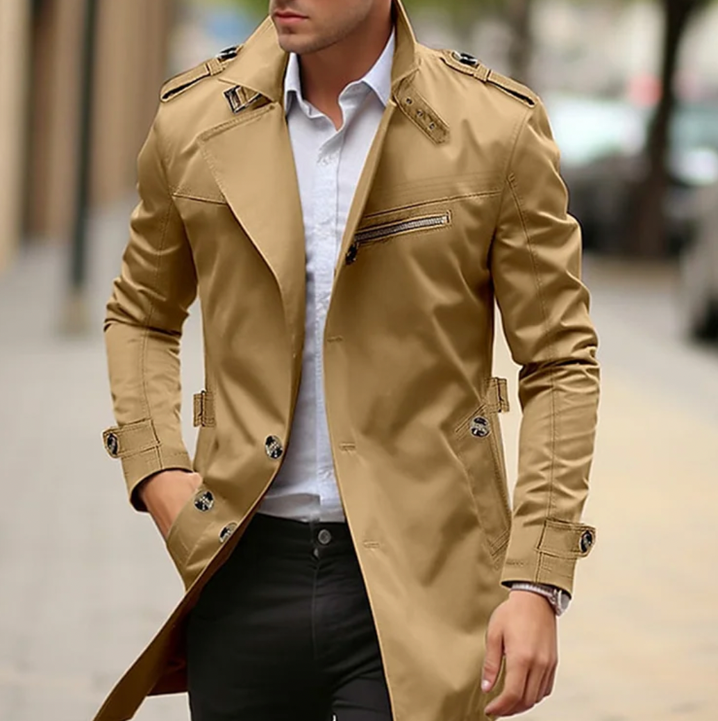 Men's Button-Front Belted Trench Coat - photo 5