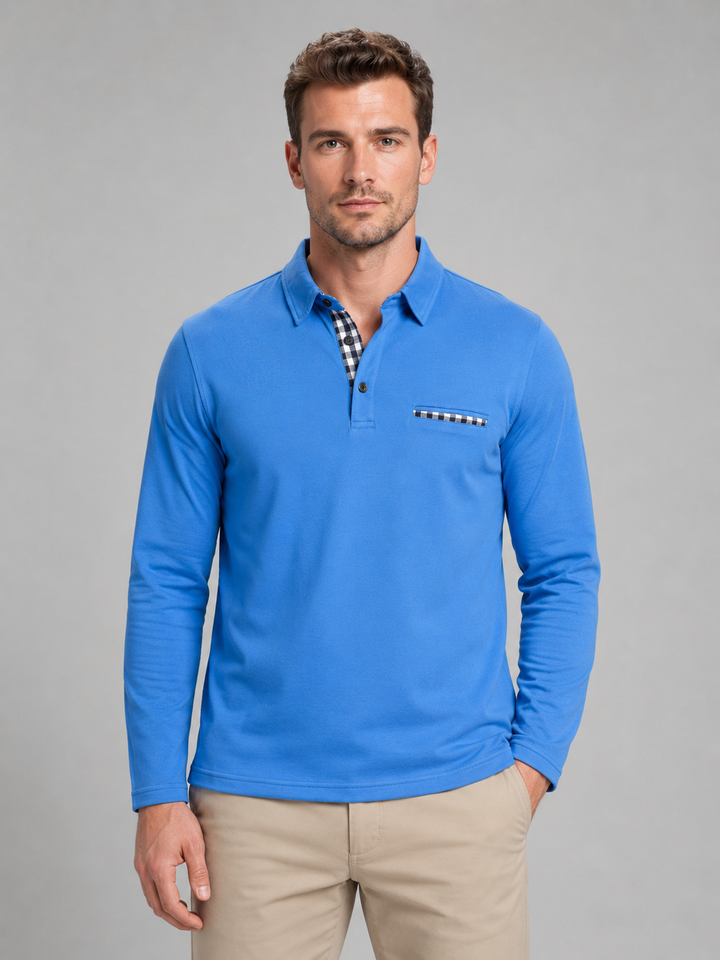 Men's Button-Front Pocket Polo Shirt with Collar - photo 1