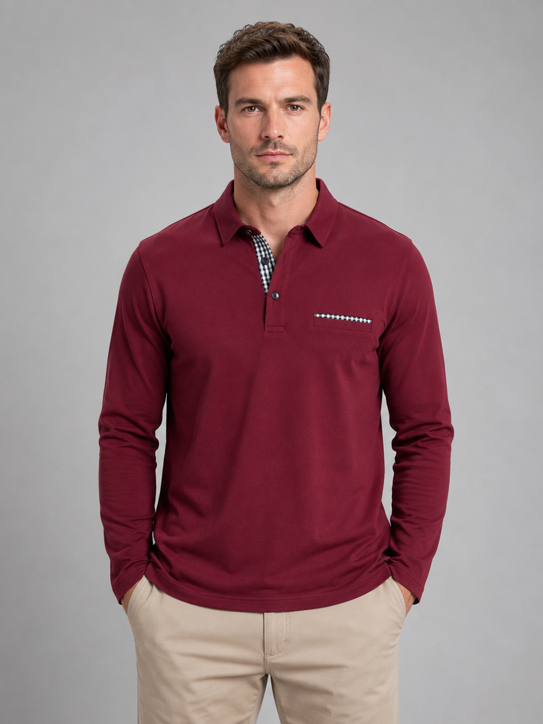 Men's Button-Front Pocket Polo Shirt with Collar - photo 2