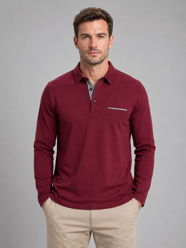 Men's Button-Front Pocket Polo Shirt with Collar - photo 2