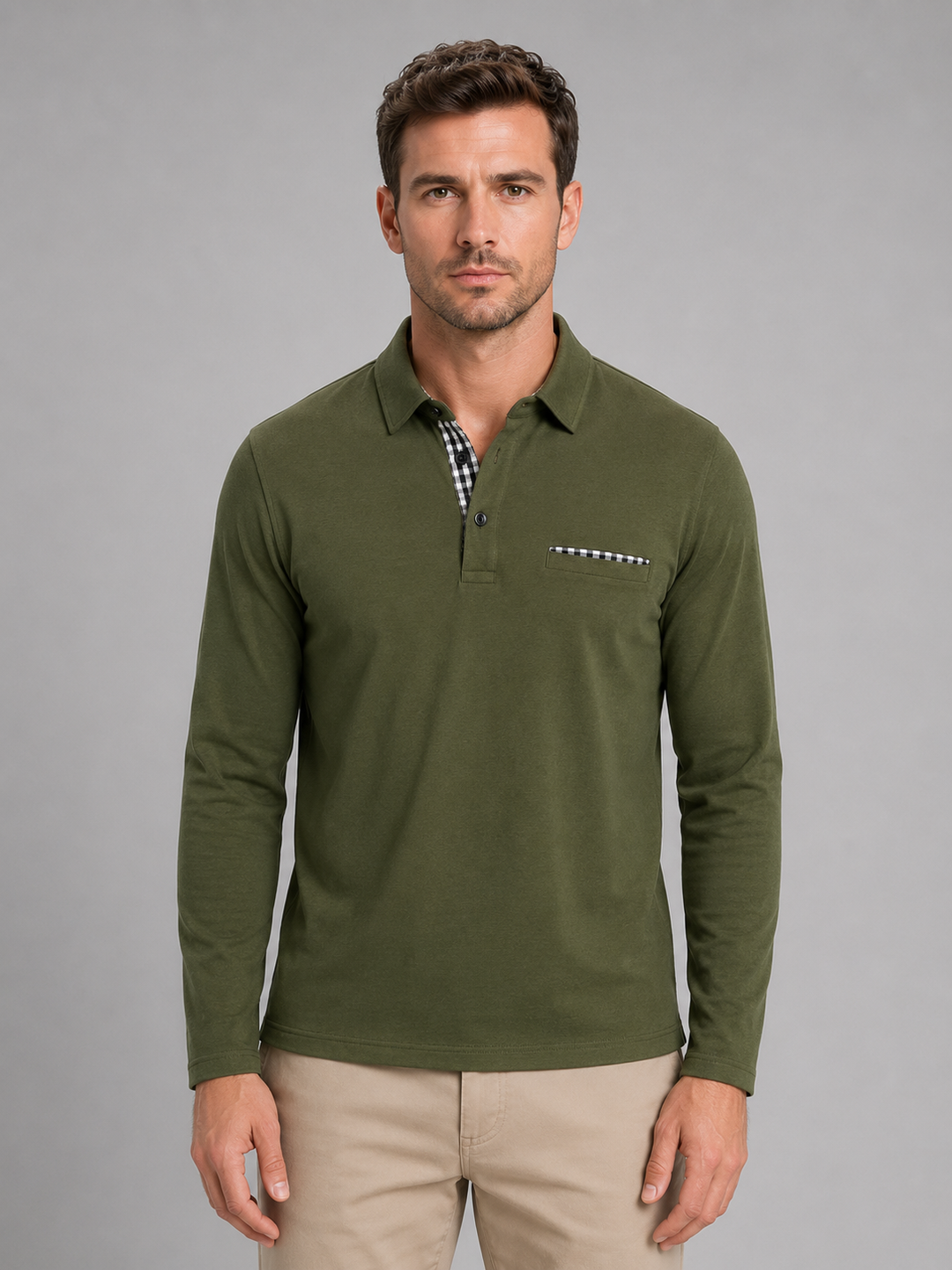 Men's Button-Front Pocket Polo Shirt with Collar - photo 3