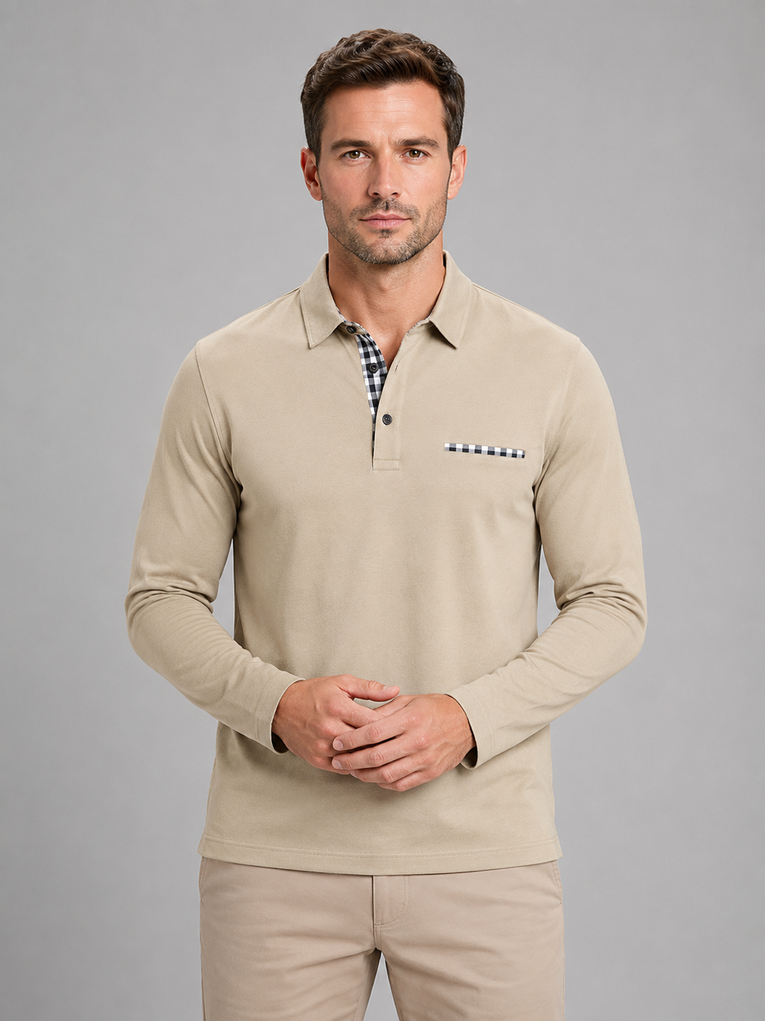 Men's Button-Front Pocket Polo Shirt with Collar - photo 4