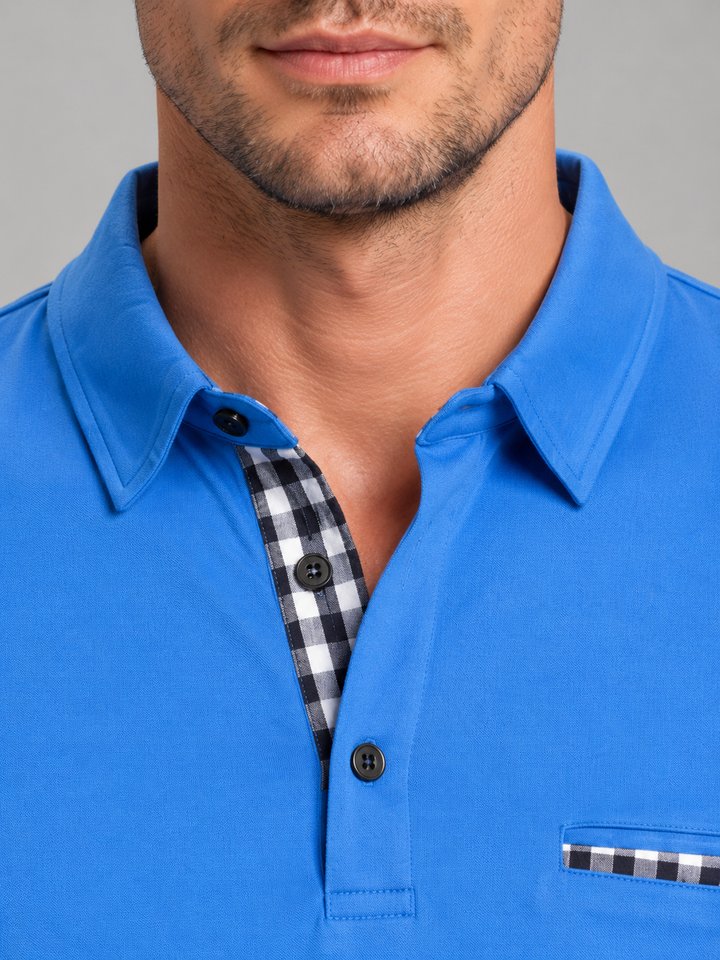 Men's Button-Front Pocket Polo Shirt with Collar - photo 6