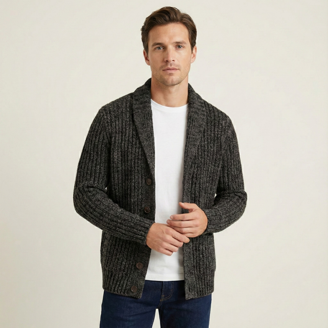Men's Chunky Knit Shawl Collar Cardigan - photo 10