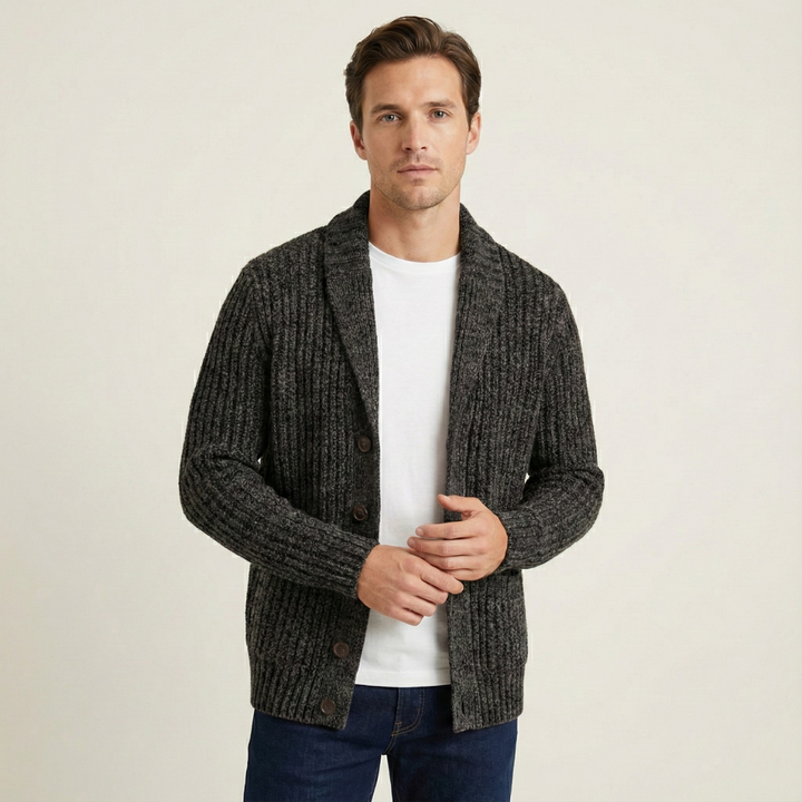 Men's Chunky Knit Shawl Collar Cardigan - photo 10