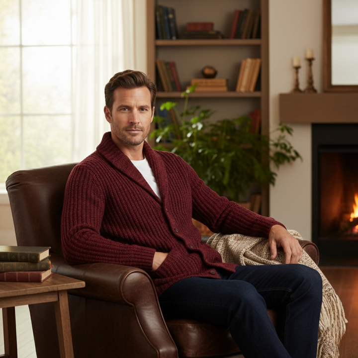 Men's Chunky Knit Shawl Collar Cardigan - photo 11