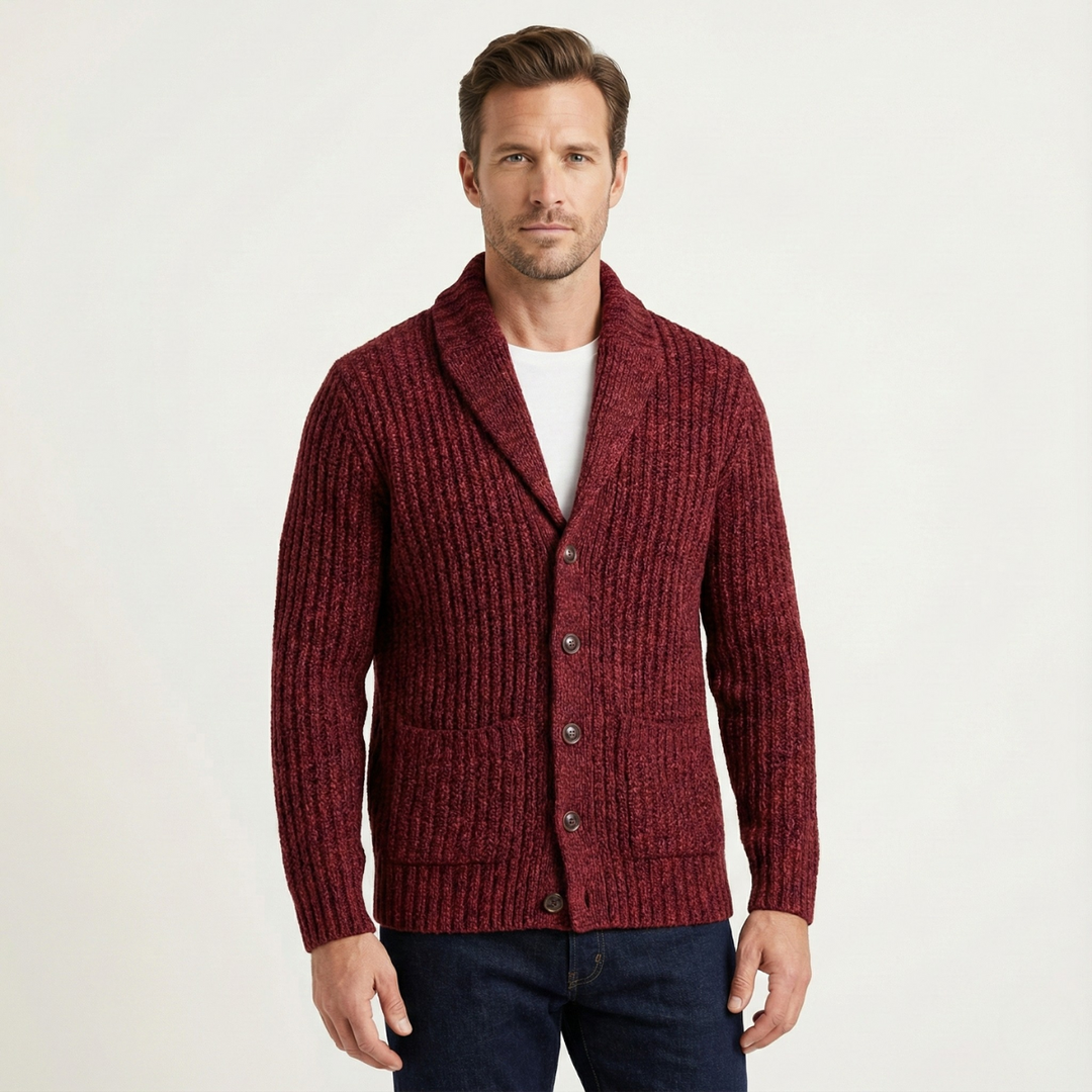 Men's Chunky Knit Shawl Collar Cardigan - photo 2