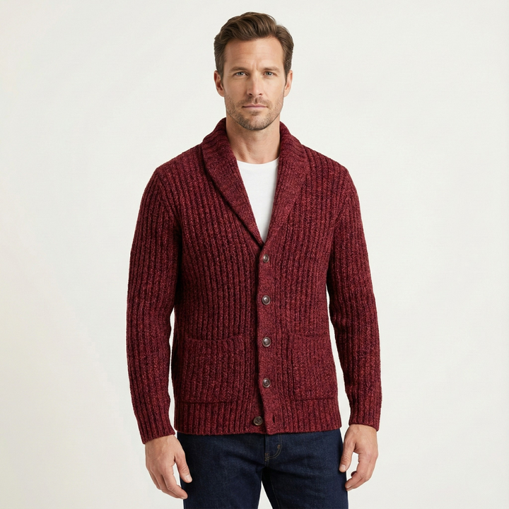 Men's Chunky Knit Shawl Collar Cardigan - photo 2