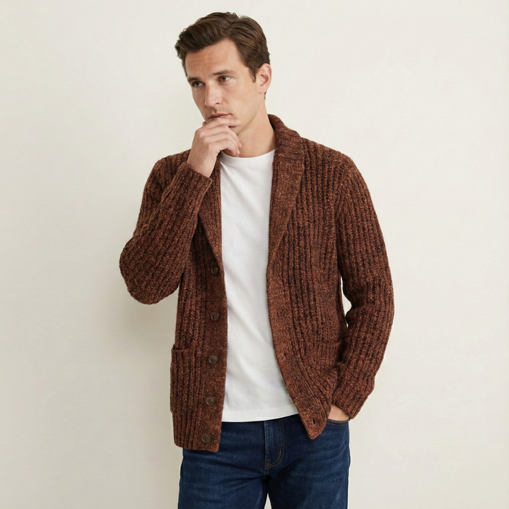 Men's Chunky Knit Shawl Collar Cardigan - photo 4