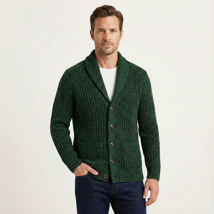 Men's Chunky Knit Shawl Collar Cardigan - photo 6