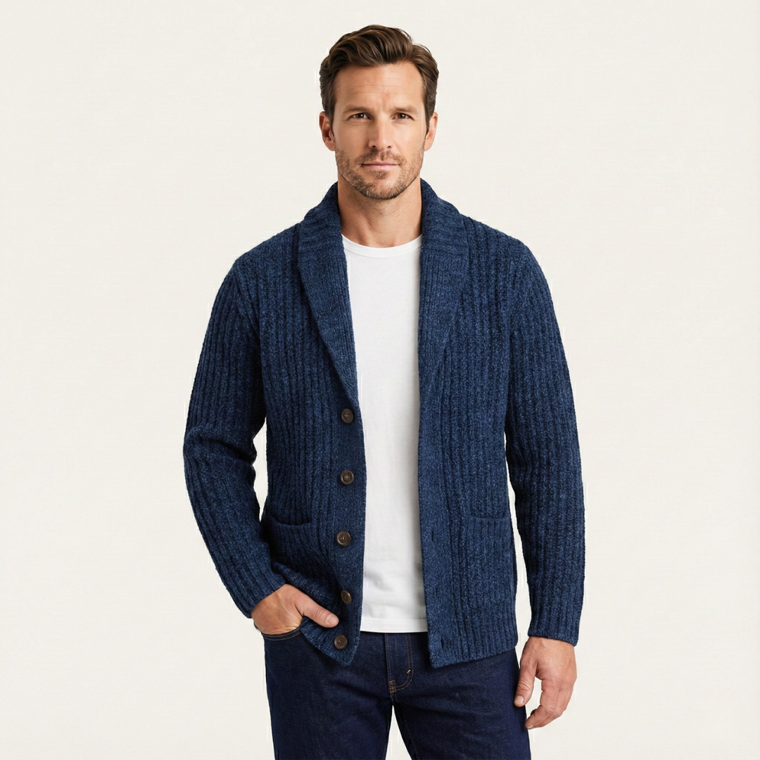 Men's Chunky Knit Shawl Collar Cardigan - photo 8
