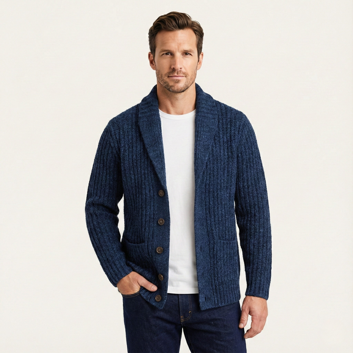 Men's Chunky Knit Shawl Collar Cardigan - photo 8