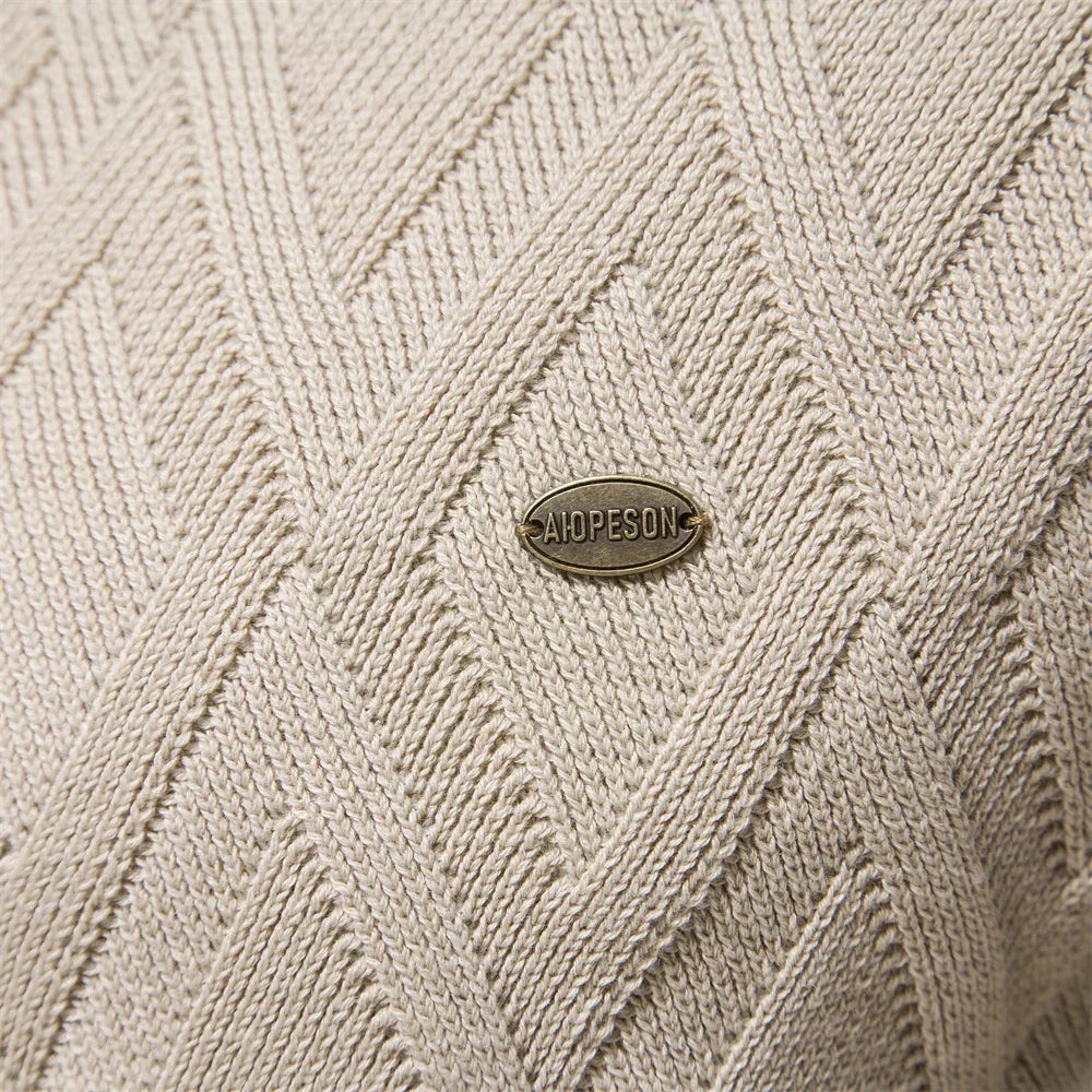 Men's Crew Neck Knit Sweater with Textured Design - photo 8