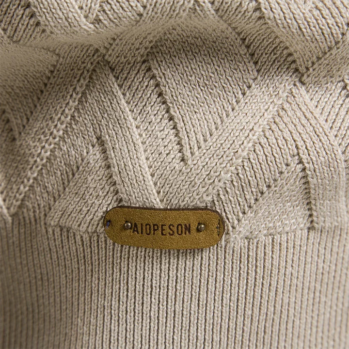 Men's Crew Neck Knit Sweater with Textured Design - photo 9