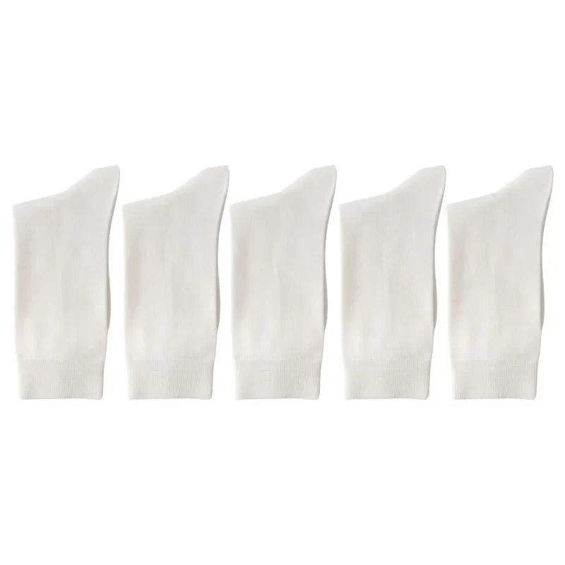 Men's Ribbed Crew Socks - 5 Pack - White