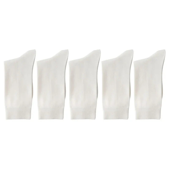 Men's Ribbed Crew Socks - 5 Pack - White