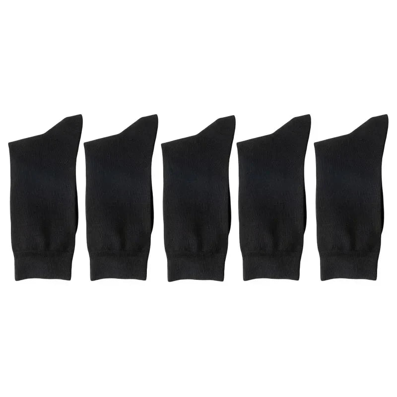 Men's Ribbed Crew Socks - 5 Pack - Black